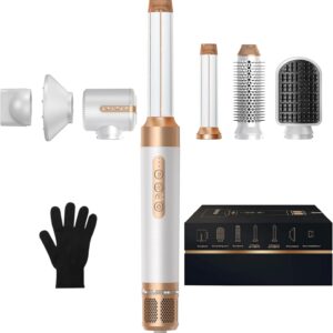 Blow Dryer Brush 7inONE,110000RPM High-Speed Negative Ionic Hair Dryer with Diffuser Concentrator,Curling Iron Hair Straightener Round Brush Blow Out