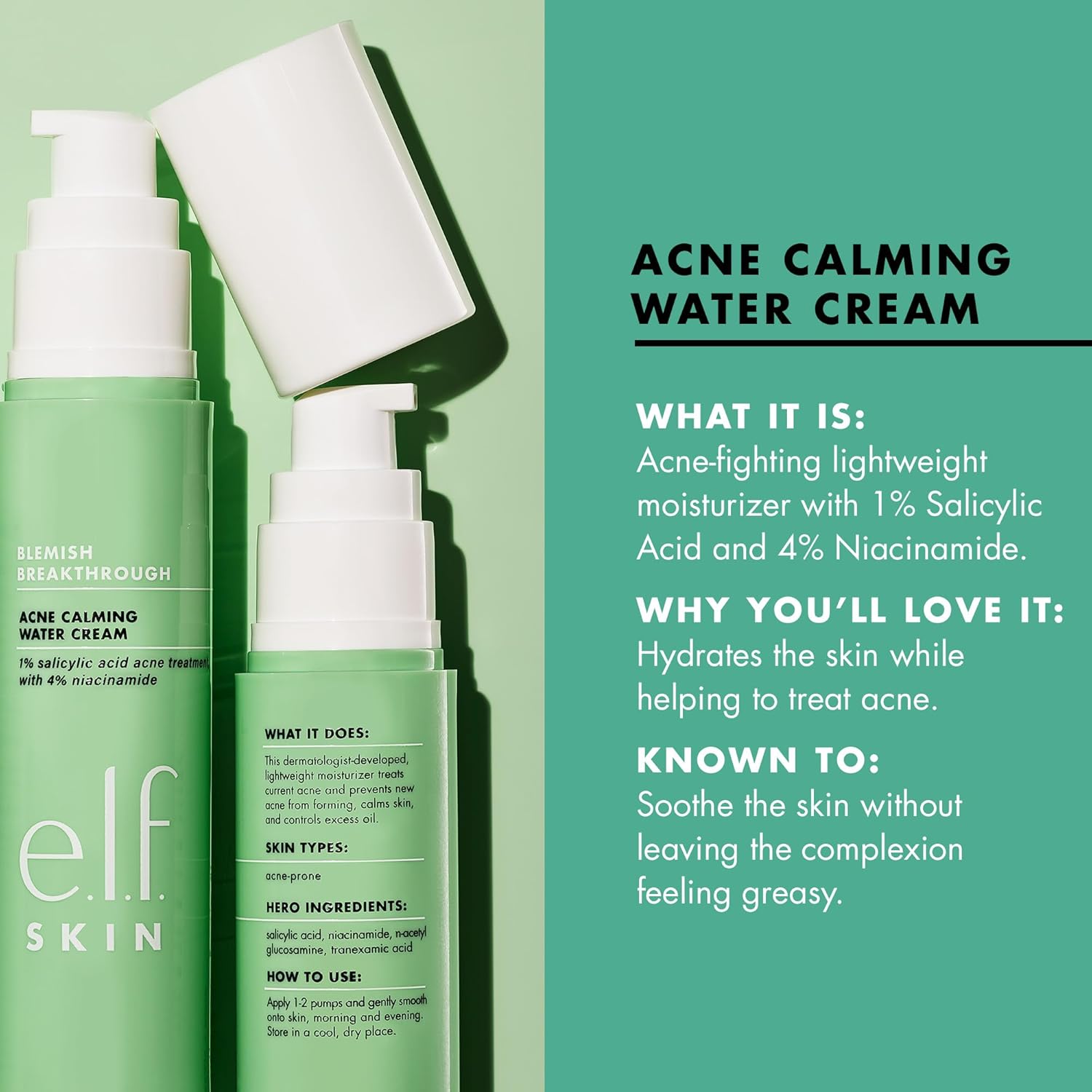 e.l.f. SKIN Blemish Breakthrough Calming Water Cream Mini, Lightweight Blemish-Fighting Face Moisturizer, Prevents New Blemishes & Calms Skin - Image 3