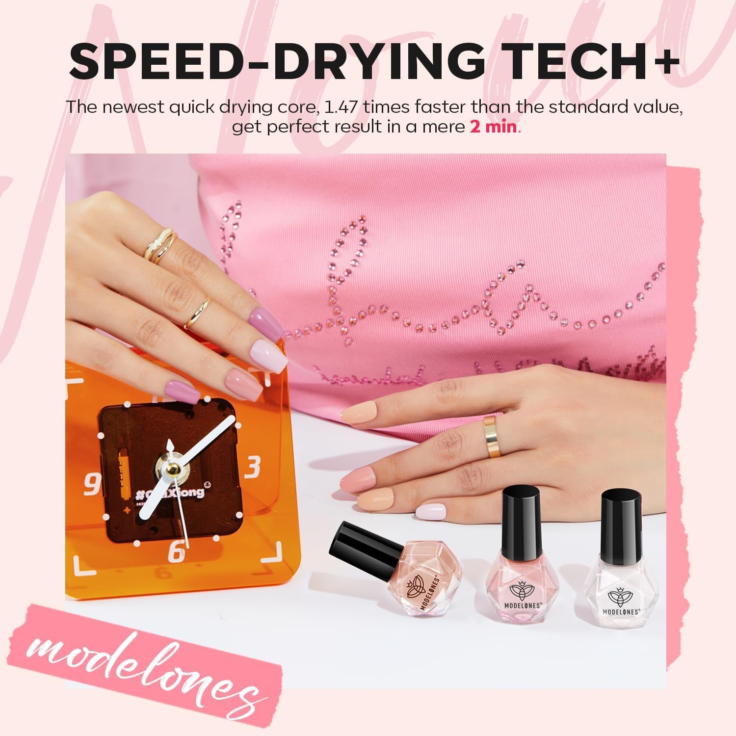 modelones Nail Polish Set 6 Colors Neutral Nude Pink Mini Skin Tones Collection Quick Dry Neutral Glitter Finger Nail Polish Home DIY Manicure Valentine's Gift for Women Girl - Image 5