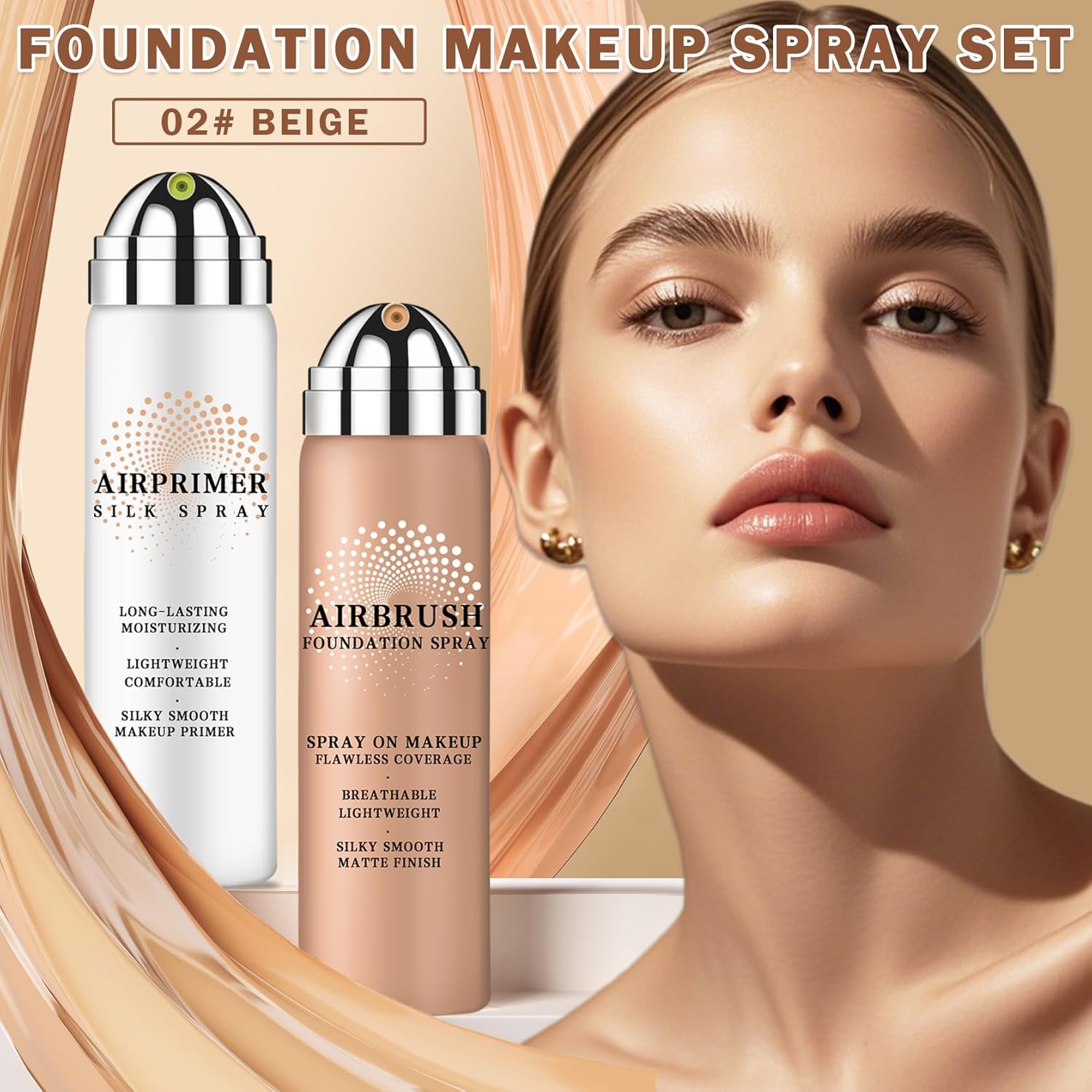 Magic Minerals Airbrush Foundation and Makeup Primer for Face,Full Coverage Foundation for Mature Skin,Moisturizing Airbrush Makeup (02 Beige) - Image 2