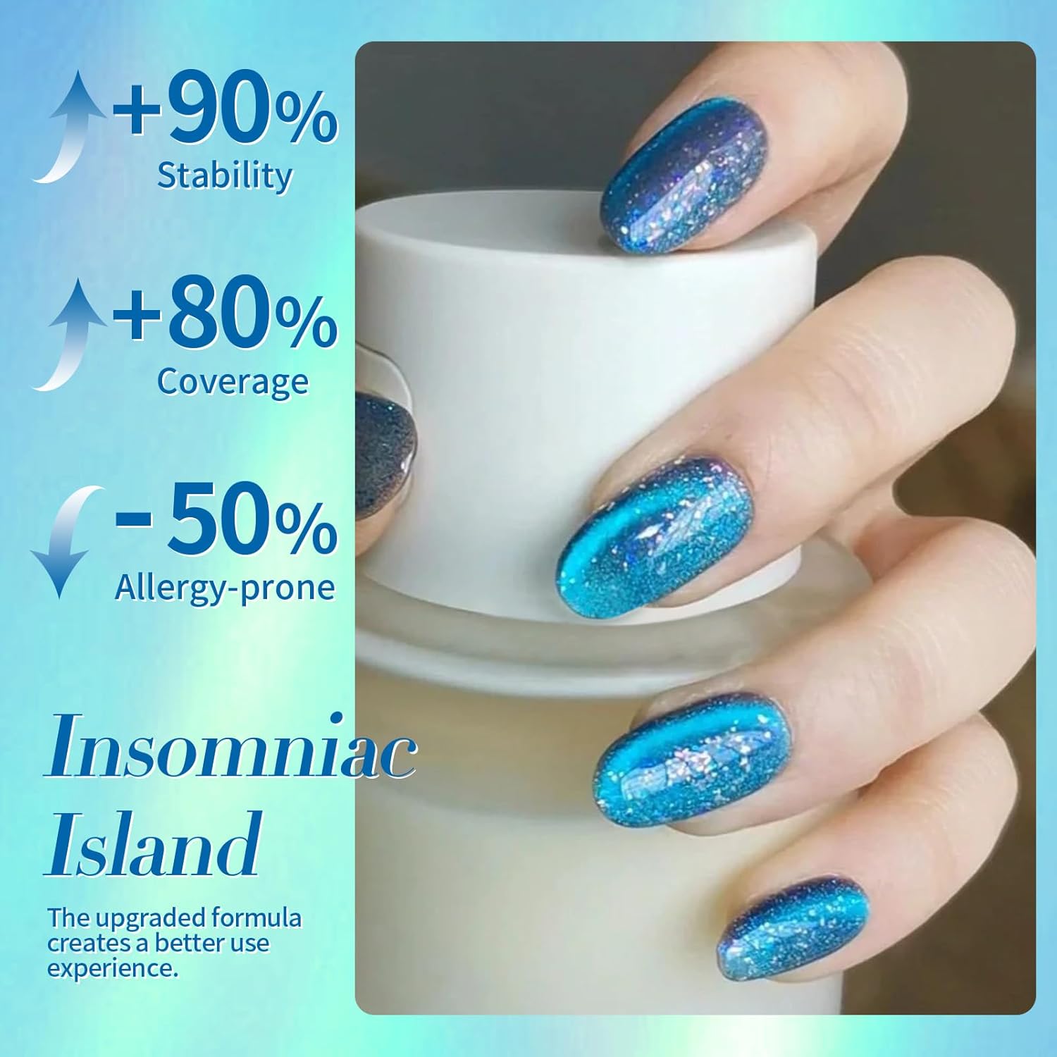BORN PRETTY 15ML Blue Holographic Glitter Cat Magnetic Gel Nail Polish for DIY Manicure - Image 5
