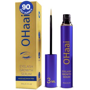 Premium Eyelash Growth Serum: Lash Enhancing Serum with Prostaglandin-Free Formula for Longer, Thicker, Healthier Lashes, Vegan & Cruelty-Free for Sensitive Eyes, 3ml, 90-Day Supply