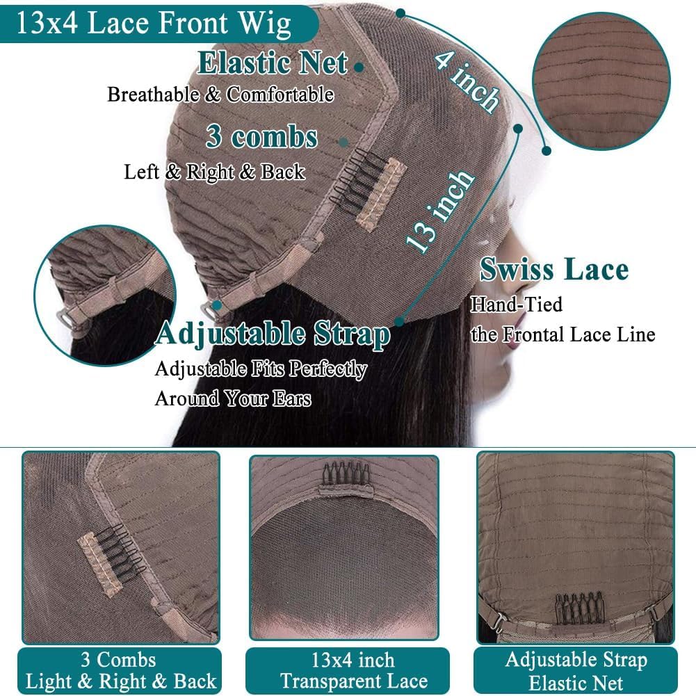 Azkiu 30Inch Straight Lace Front Wigs Human Hair 13x4 HD Transparent Lace Front Wig Human Hair Pre Plucked with Baby Hair 180% Density Brazilian Virgin Lace Frontal Wigs - Image 5