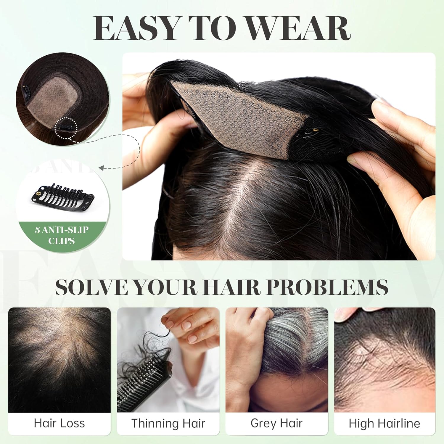 Starluck 16 inch Women's Honey Brown Real Human Hair Toppers with Bangs - 9*9 Large Base, Adds Volume, Covers Grey Hair Roots - Image 7