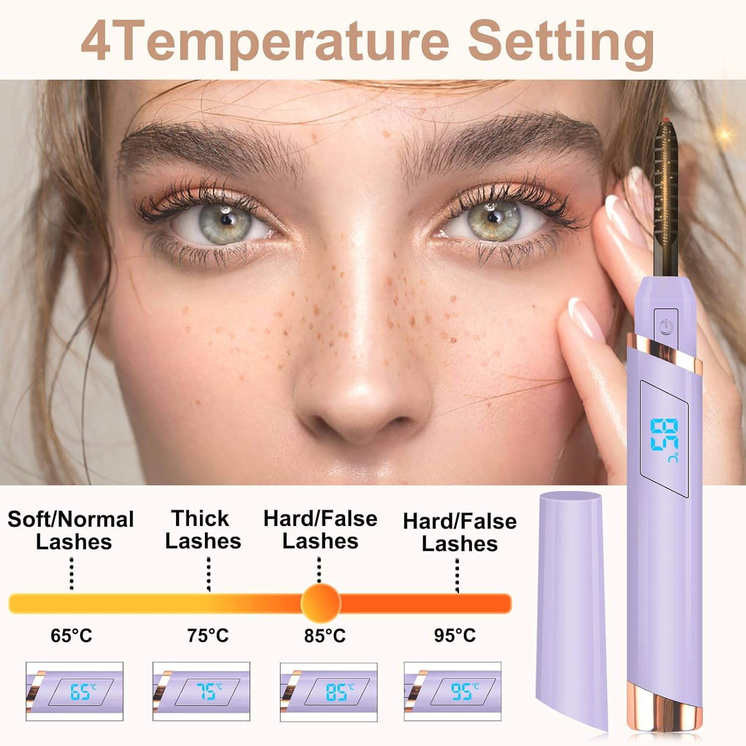 Heated Eyelash Curler, Electric Eye lash Curler, USB Rechargeable Lash Curler with Eyelash Comb 24 Hours Long Lasting - 2025 Updated New Model(Purple ) - Image 2