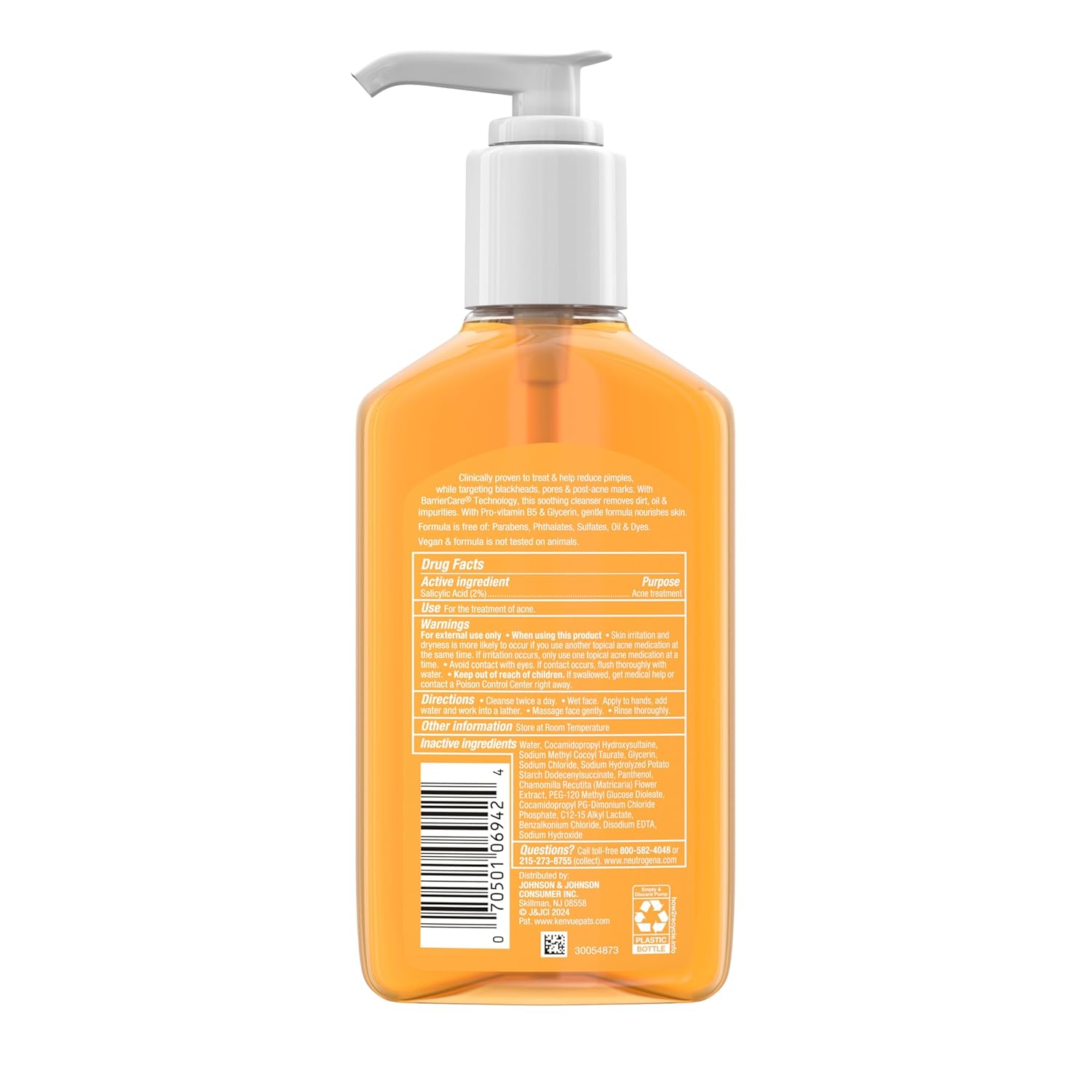 Neutrogena Oil-Free Acne Face Wash, Sensitive Skin Facial Cleanser with 2% Salicylic Acid Acne Treatment, Daily Fragrance Free Face Wash for Acne Prone Skin, 9.1 fl oz - Image 8