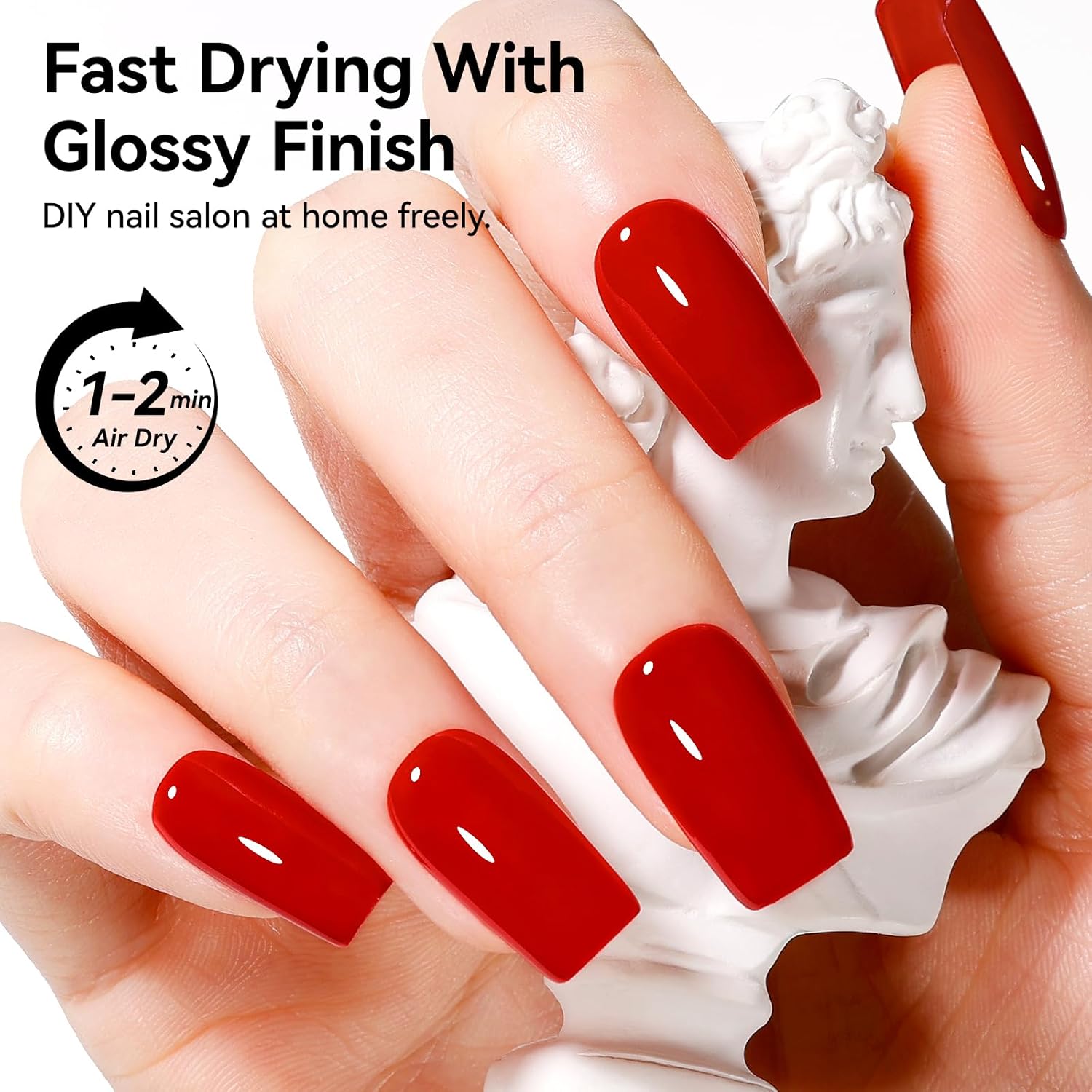 Red Nail Polish French Nail Art Regular Nail Polish 9-Toxic Free Vegan Enrich with Castor Oil Fast Dry Classic Toe Fingernail Polish Manicure Salon DIY Design at Home Gift for Girls Woman - Image 3