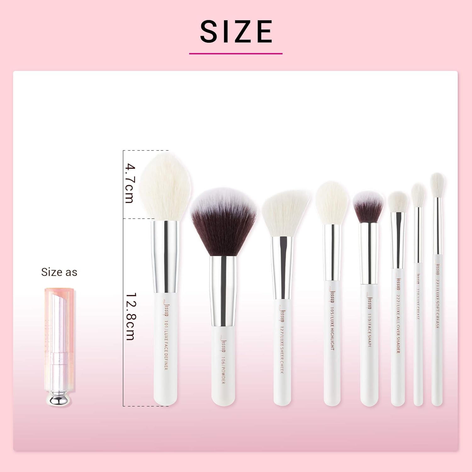 Jessup Brand 25pcs Professional Makeup Brush Set Beauty Cosmetic Foundation Powder Blusher Eyeshadow Blending Highlight Concealer Natural-Synthetic Hair Brushes Set (Pearl White/Silver) - Image 7