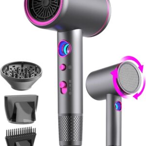 Ionic Hair Dryer, Arhhn Powerful 1875W 110,000 RPM Professional Hair Dryer with Diffuser, Lightweigh Low Noise Blow Dryer for Fast Drying, Lightweight Hairdryer for Home,Travel,Gifts, Hair Styling