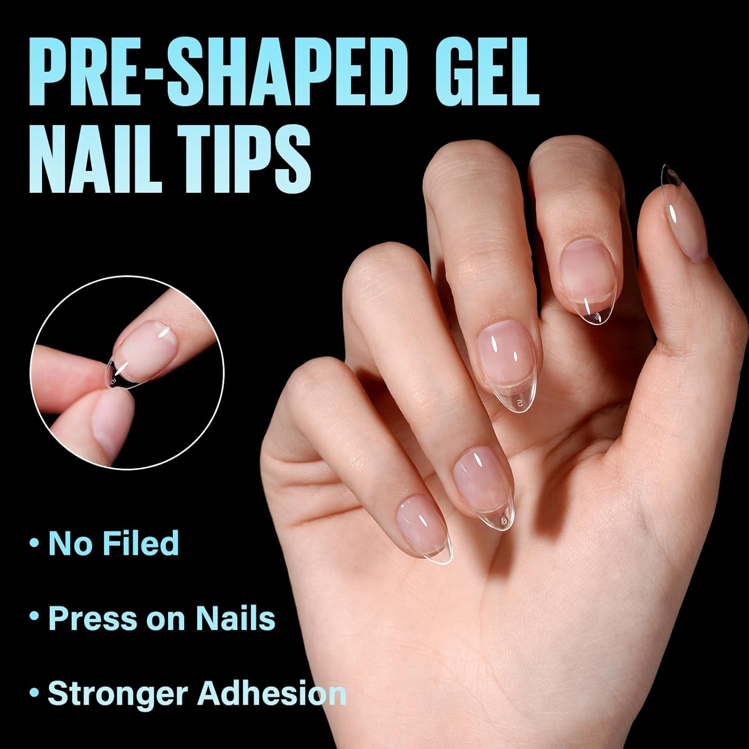 TOMICCA Short Almond Nail Tips, 504Pcs Soft Acrylic Nail Tips, 12 Sizes Pre-Shaped Half Matte Fake Clear Gelly Tips, Press on Acrylic Nails for Nail Extension DIY Nail Salon - Image 6