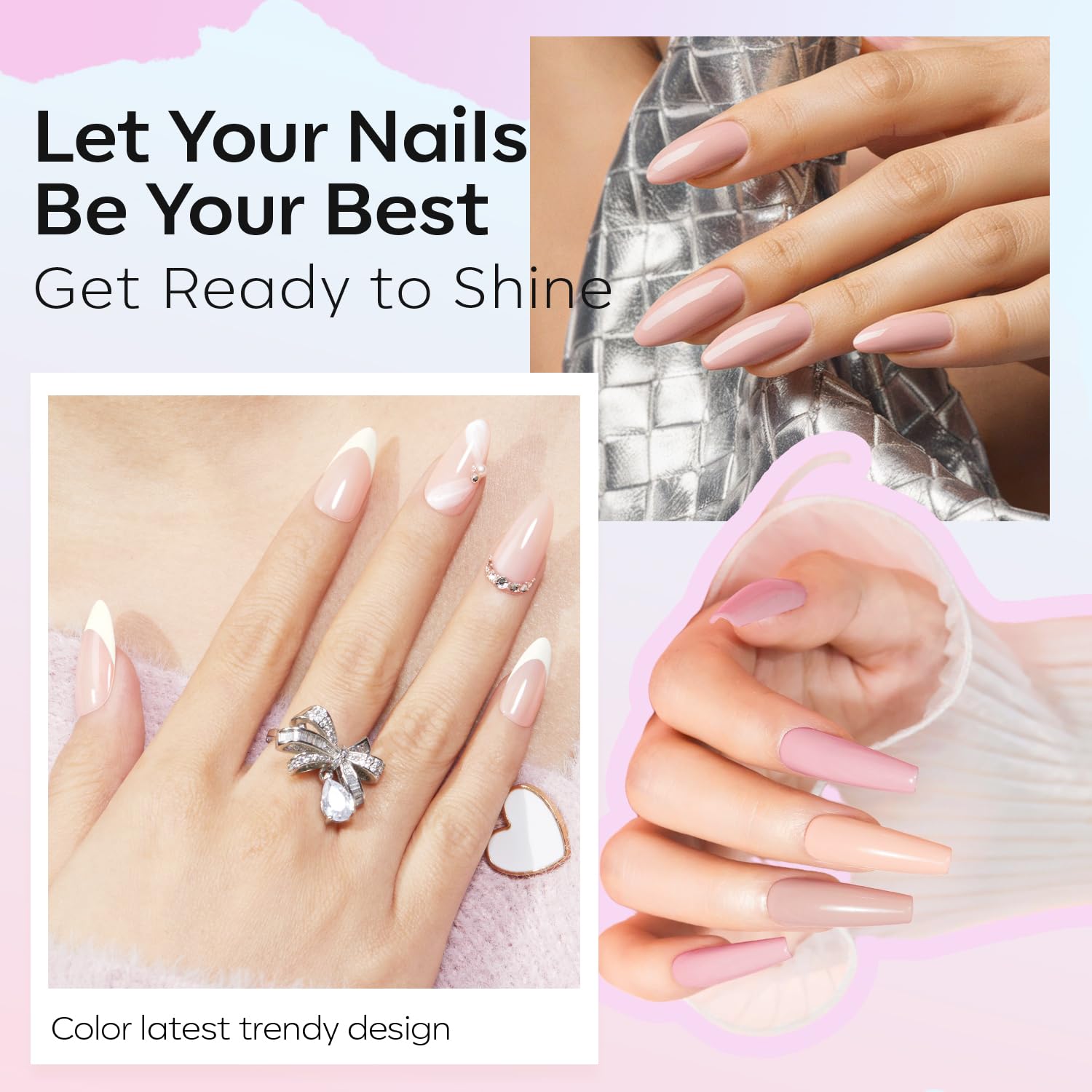 MODELONES Nail Polish Set, 6 Colors Natural Nude Nail Polish Bubble Bath Quick Dry Skin Tone Glitter Spring Summer Nail Polish Kit Fingernail Polish Nail Art Salon Home Easter Gifts For Women Girl - Image 3