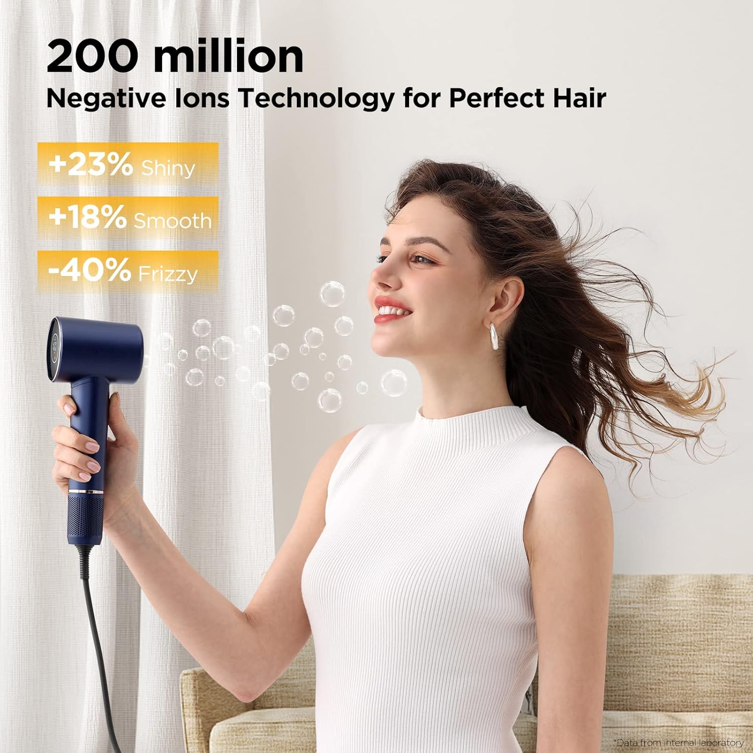 Hair Dryer, 110, 000 RPM Air-Sonic Blow Dryer with High-Speed Brushless Motor, Cool Care Dry Display & 200 Million Negative Ionic, PARWIN PRO BEAUTY 1875W Hairdryer for Home Travel,Prussian Blue - Image 4