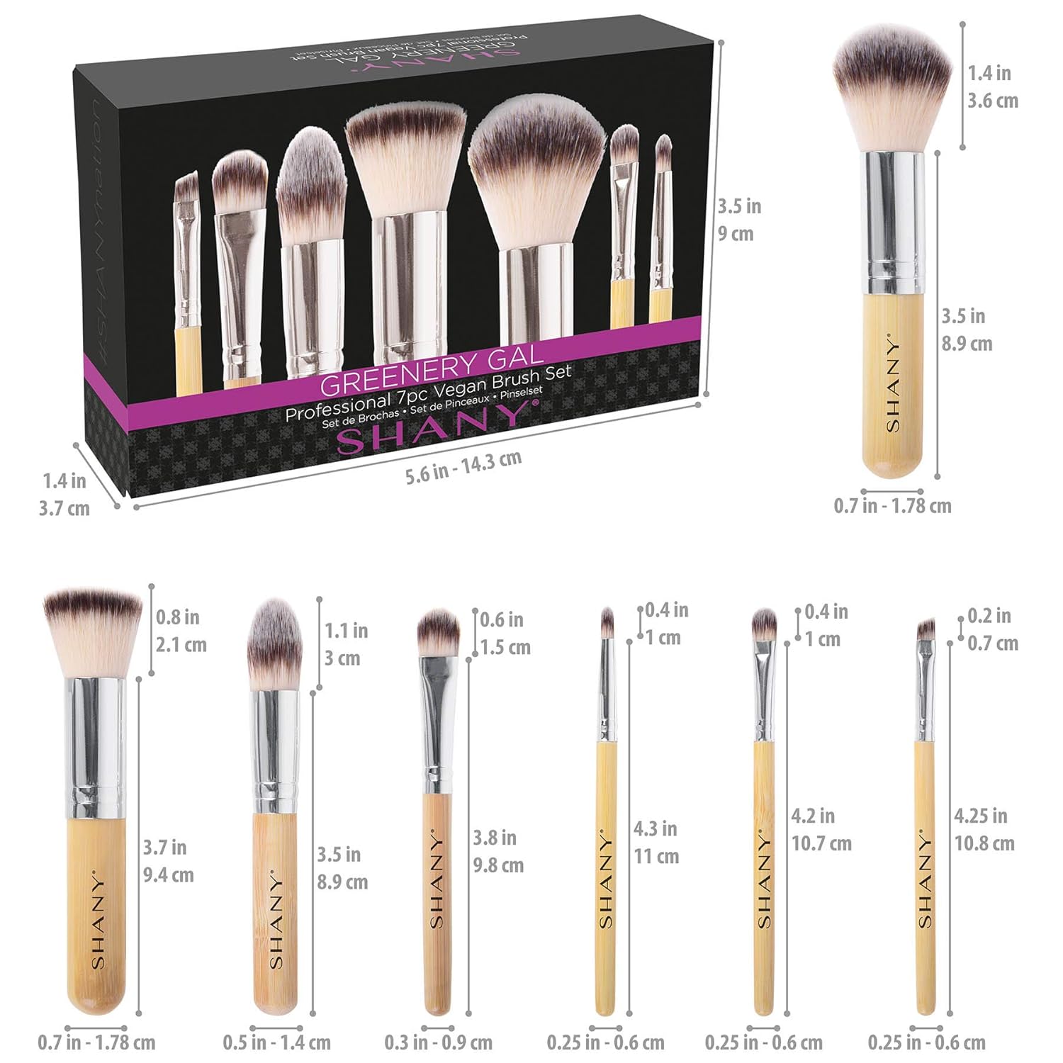 SHANY Makeup Brushes - I love Bamboo - 7pc Petite Pro Bamboo Make up brush set with cosmetics brush Carrying Case - Image 3