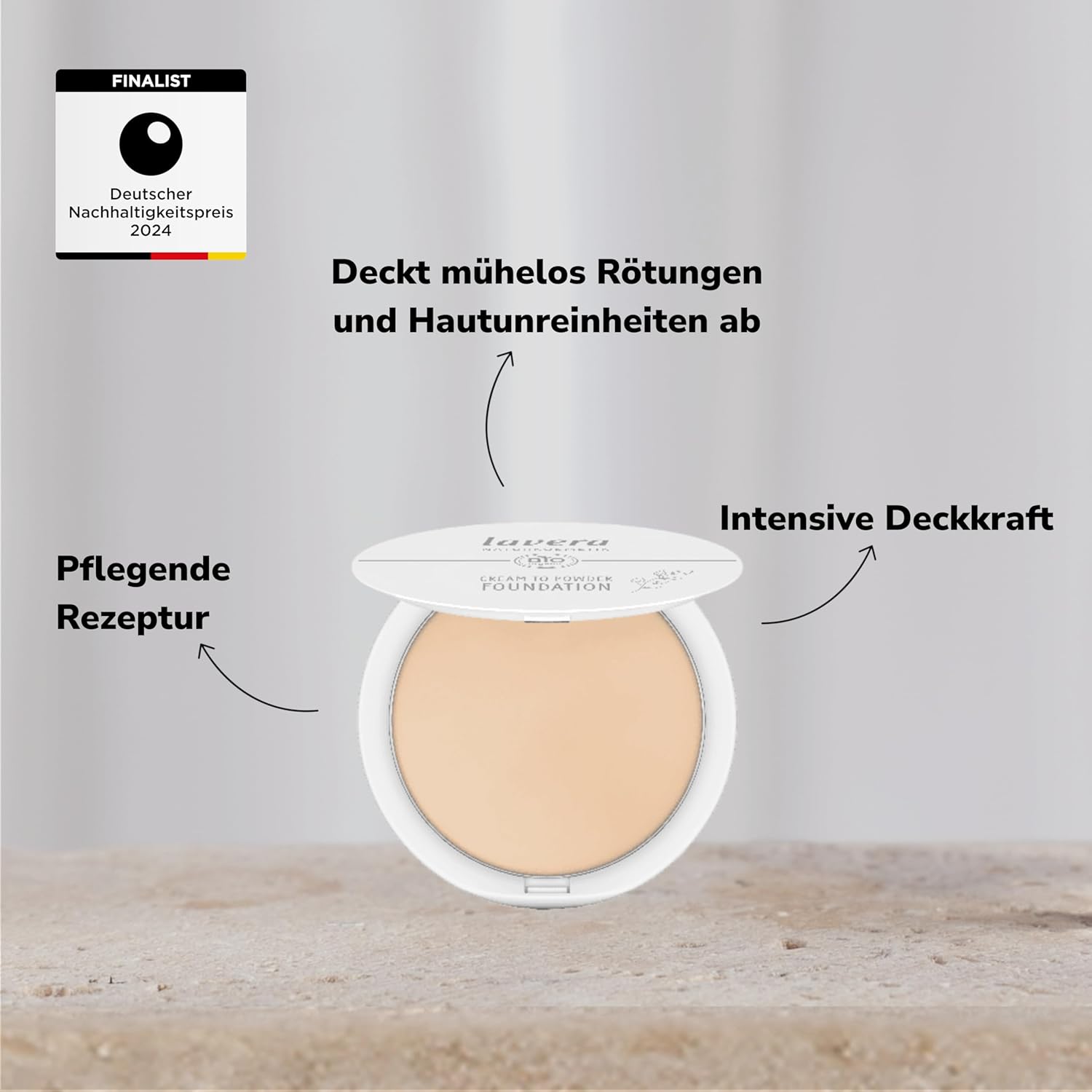 lavera Cream To Powder Foundation - Light 01 - Foundation Make Up with Vitamin E & Almond Oil - Cover, Conceal & Correct - Face Make Up - PETA Certified - Vegan - Made in Germany - 0.37 Oz - Image 3