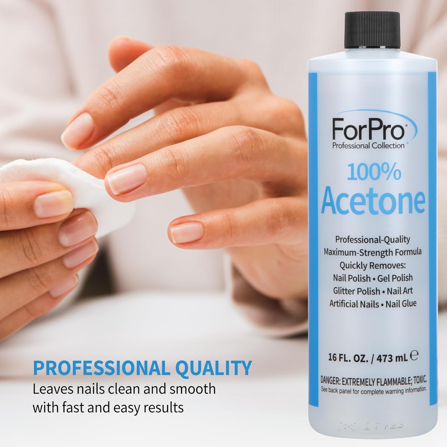 ForPro Professional Collection 100% Pure Acetone, Professional Nail Polish Remover for Natural, Artificial, Acrylic, and Sculptured Nails, Removes Gel Polish, Glue, and Glitter, 16 fl. oz. - Image 5