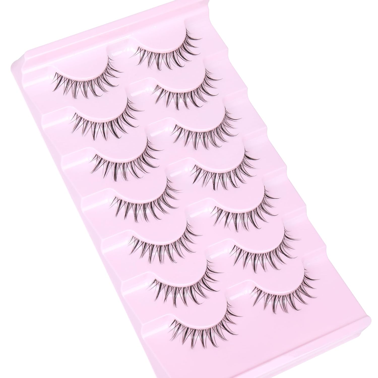 EYDEVRO Manga Eyelashes - Natural Look Anime Lashes with Clear Band - Asian Korean Style - Cute Anime Eyelashes - Wispy 3D Lashes - 7 Pairs Pack - Image 7