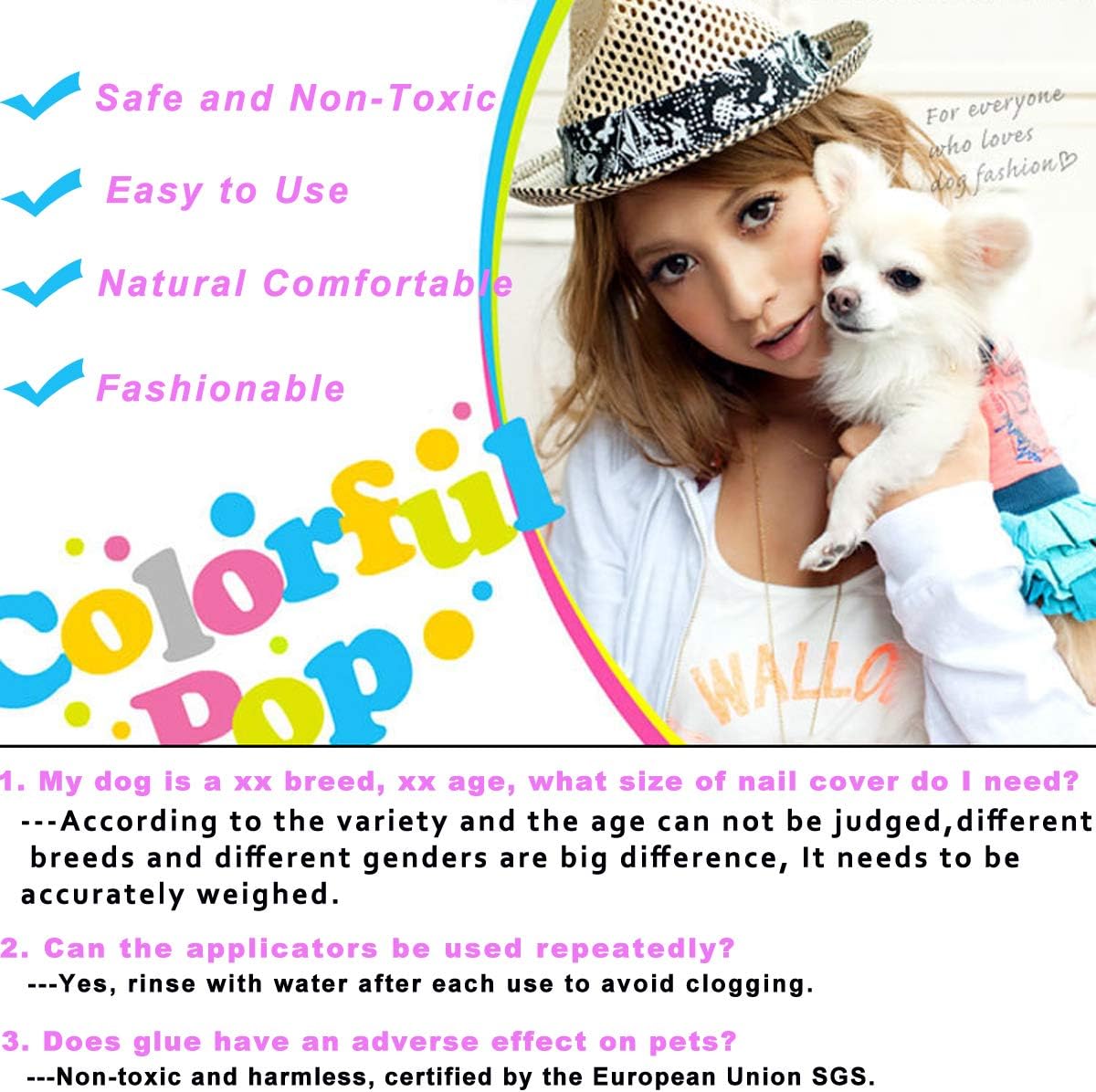 VICTHY Large Size Dog Nail Caps, 120 Pieces, 12 Vibrant Colors with Glue & Applicators - Image 6