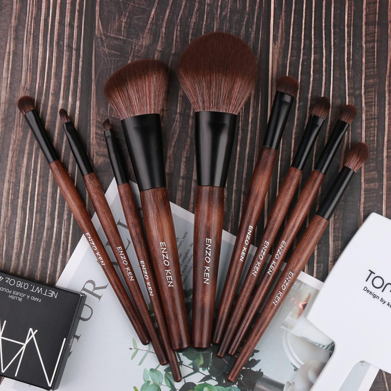 Bamboo Makeup Brushes Set Professional, Sable Makeup Brush Set with Case by Luxury ENZO KEN, Cosmetic Brushes Makeup Set, Make up Brushes Set Professional, Natural Hair Makeup Brush Set Professional. - Image 8