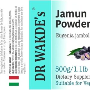 DR WAKDE'S Jamun Powder (Black Plum | Eugenia Jambolana) - 500g (1.1lb) | Pure, Raw & Dried Powder | Natural Aroma and Freshness | Fine Powder | Vegan | Premium Grade | Nothing Added, Nothing Removed