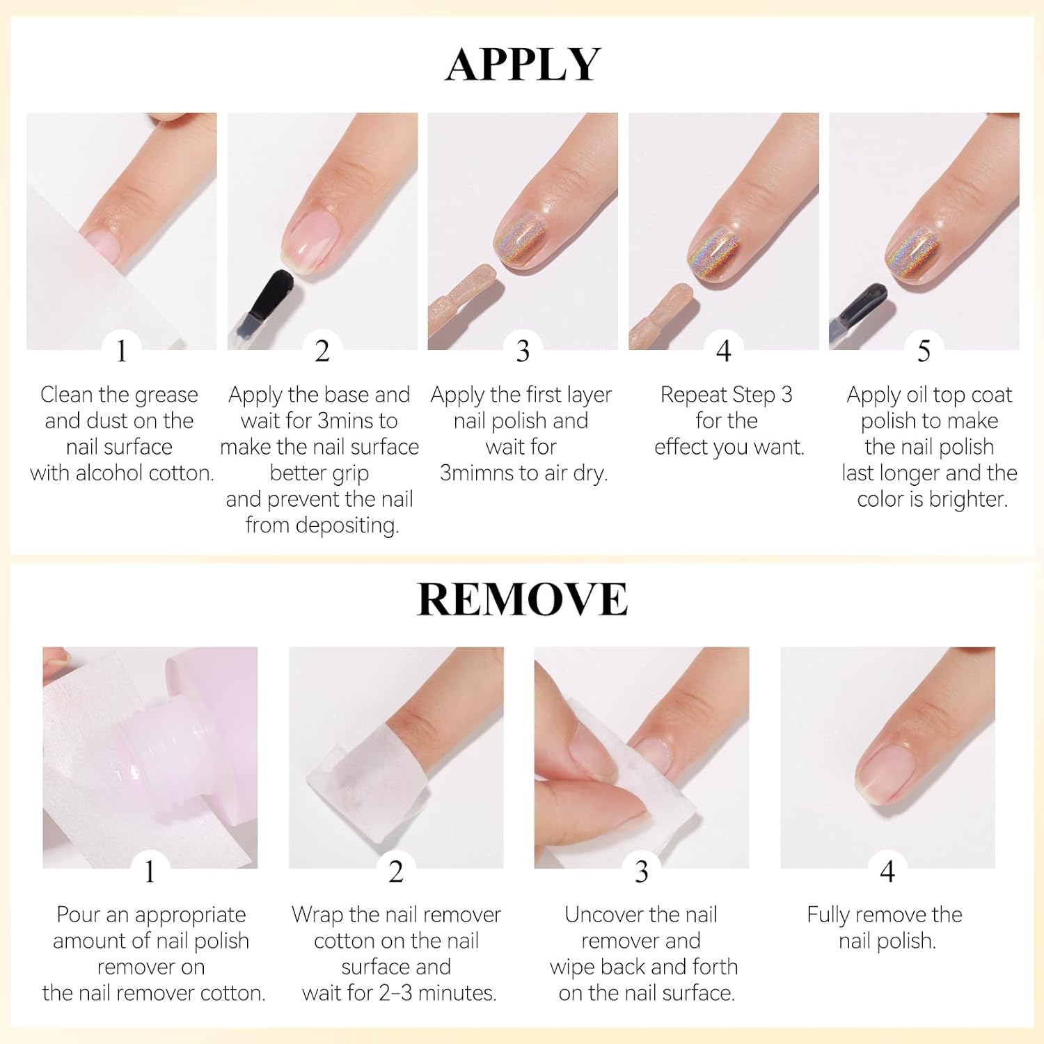 Holographic Nail Polish 12ML Air Dry Fast Iridescent Shimmer Glitter Chameleon Champagne Holo Laser Pearl Nail Art - No Curing Required 1PC - Image 7