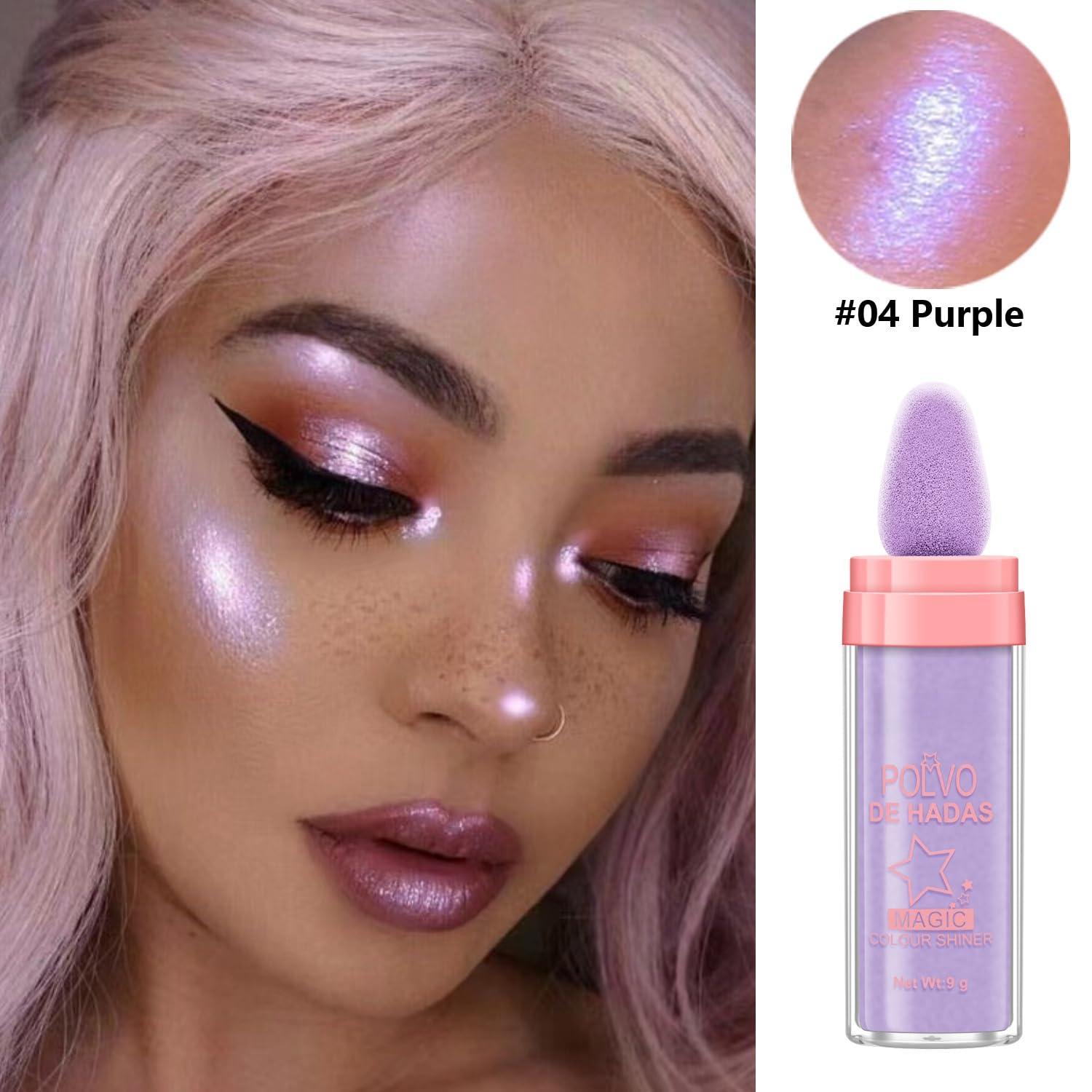 URQT 4 Color Polvo De Hadas Fairy Dust Highlight Patting - Full Body Contouring and Clavicle Pearlescent Patting Powder for Face and Eye, Christmas Sparkling Body Glitter (4 Pack) - Image 9