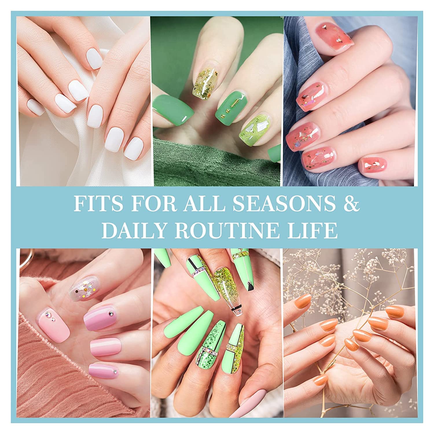 AIBRIT Gel Nail Polish Kit 24 Pack with Gel Strengthener Coat, Base Coat and No Wipe Glossy & Matte Top Coat, Spring Summer Pastel Pink Green Blue Yellow Glitters Nail Polish, Soak Off UV LED Gel Polish, 7 Colors Gel Gems and 3 Nail Atr Brushes for Manicure, 8ml/0.28fl oz - Image 7