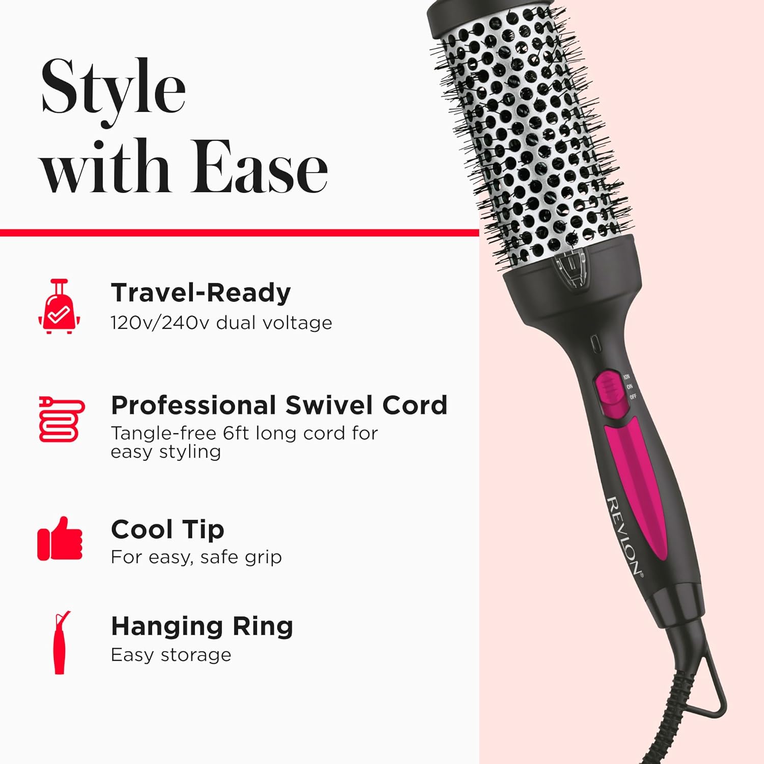 REVLON Perfect Match Hot Styler - Heated Blowout Brush to Style and Extend Blowouts, Hot Brush for Curls, Body, and Volume, Reduces Frizz and Boosts Shine - Image 6