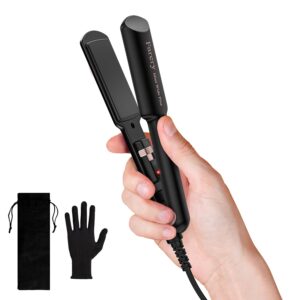 Portable Hair Straightener, 1.5 Inch Wider Plate Flat Iron for Short & Long Hair, Ceramic Travel Hair Straightener with Argan Oil & Keratin Infused, Universal Voltage, with Storage Bag