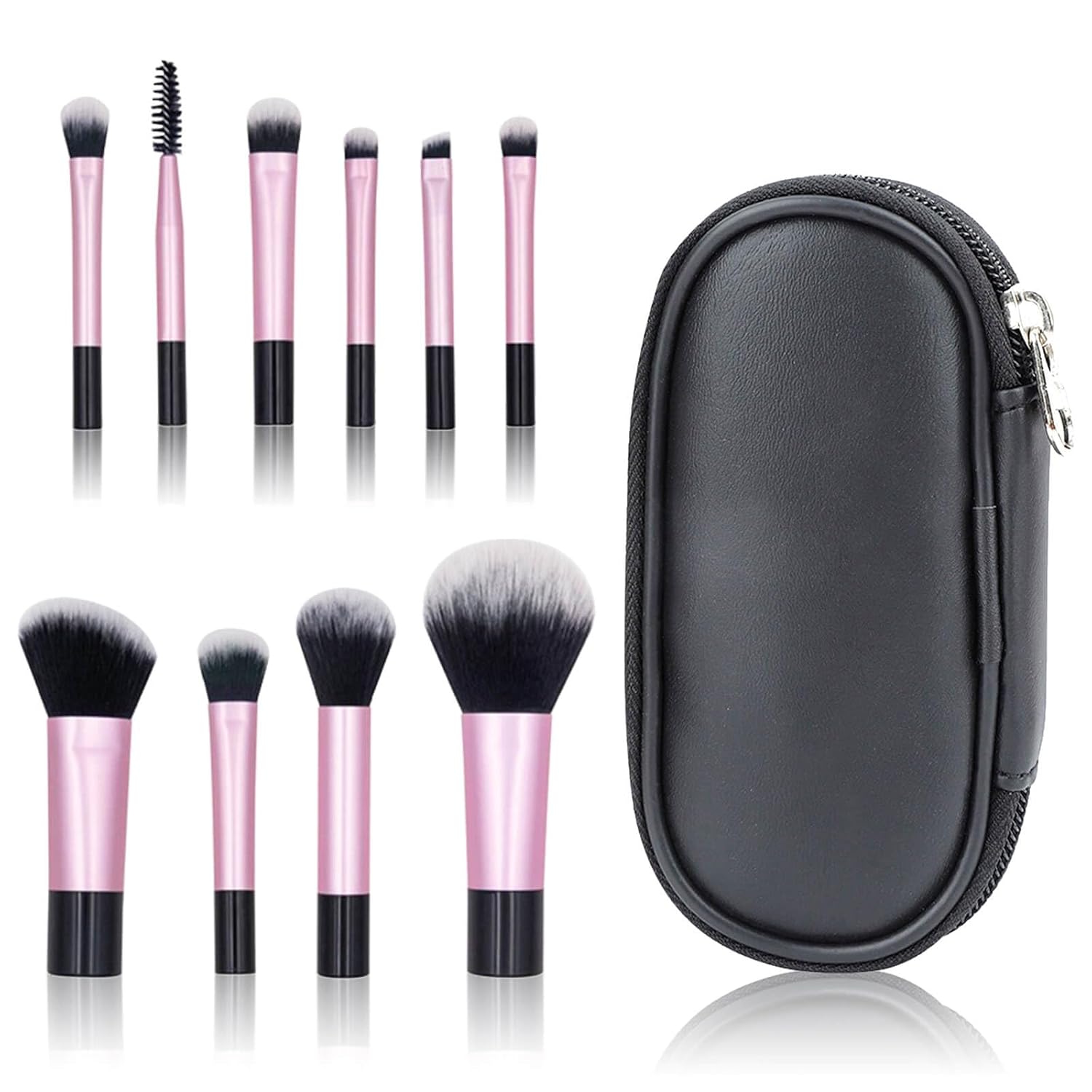 10 Pcs Travel Makeup Brush Set Black Mini Makeup Brushes with Makeup Brush Pouch Portable Foundation Powder Concealers Eye Shadows Makeup Set Professional Makeup Brush Set