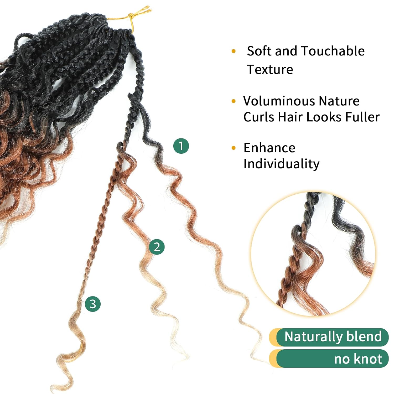Karida 9 Packs Goddess Box Braids Crochet Hair 12 inch, Crochet Braids With Curly Ends, Pre-Looped Boho Box Braids Crochet Hair For Black Women (12 Inch, 1B/30/27#) - Image 3