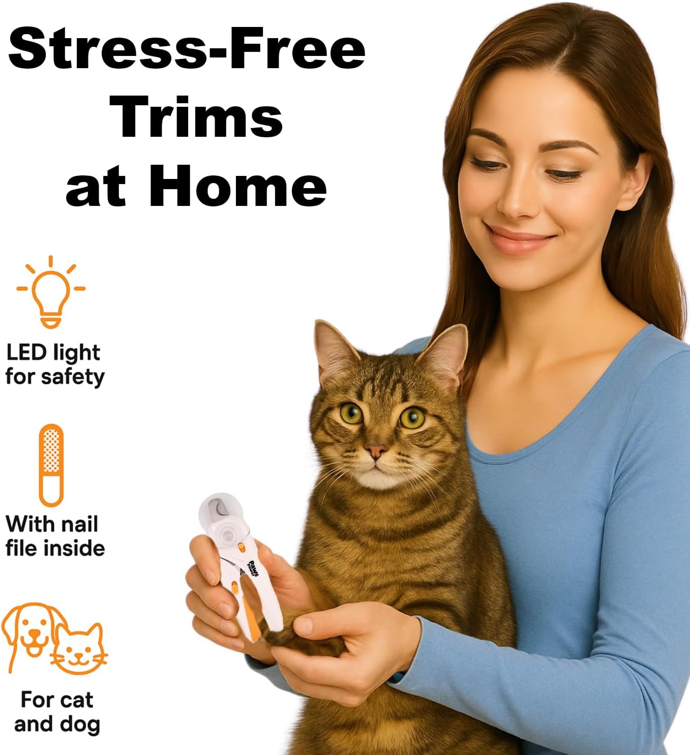 Cat Nail Clipper & Small Dog Nail Clippers with LED Light - Illuminates Nails & Bloodline for Safe, Easy Trimming - Extra Sharp, Avoid Over-Cutting - Essential Cat Supplies, White - Image 3