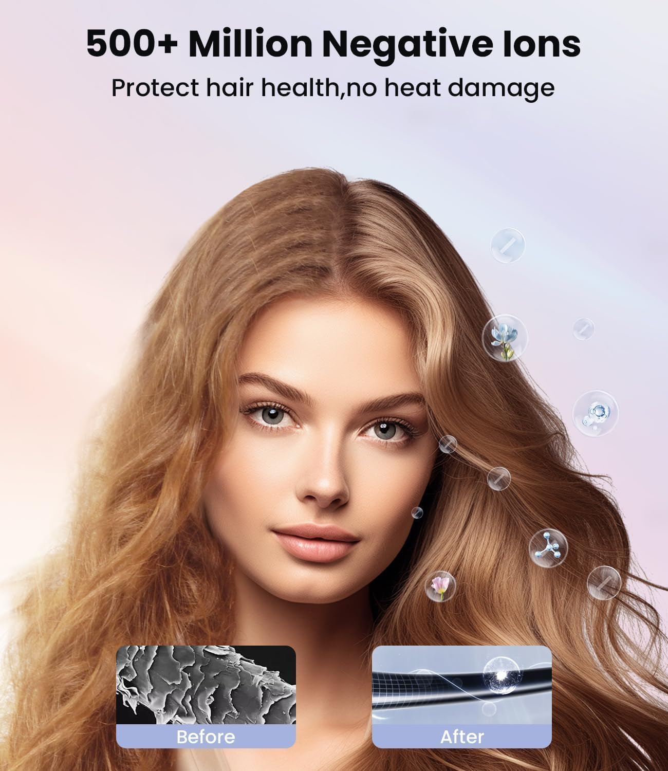 Hair Dryer: 150000 RPM Portable Professional High Speed Ionic Blow Dryer for Fast Drying, 500 Million Negative Ions Care & Heat Control & Low Noise with Magnetic Diffuser & Nozzle, 5 Temps & 3 Speeds - Image 3