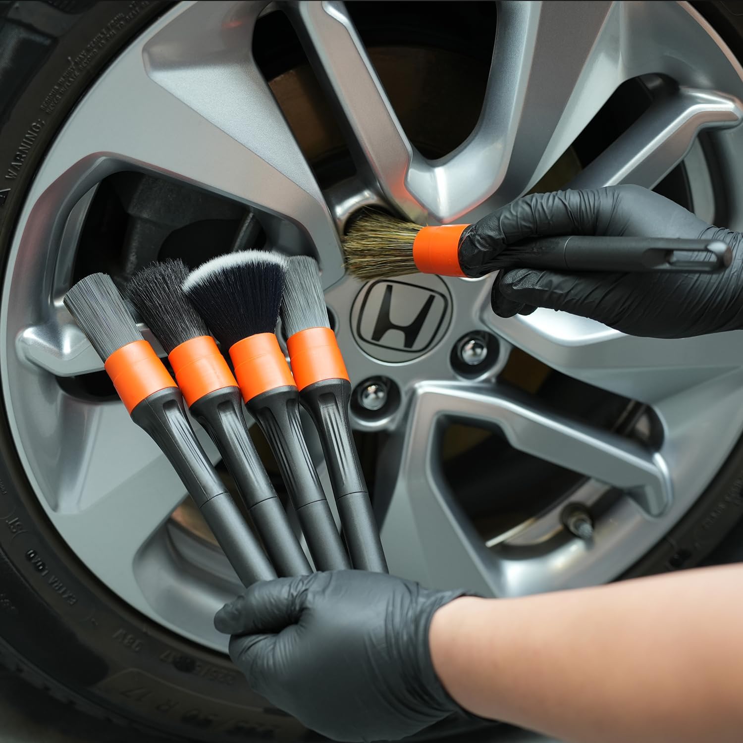 SPTA Car Drill Brush, Drill Brush Attachment 5Pcs Detachable Car Care Detailing Brush Set Soft No Scratch Boar Hair Detail Brush Car Care Detail Brush for Air Vent Automotive Interior Exterior -DF075 - Image 6