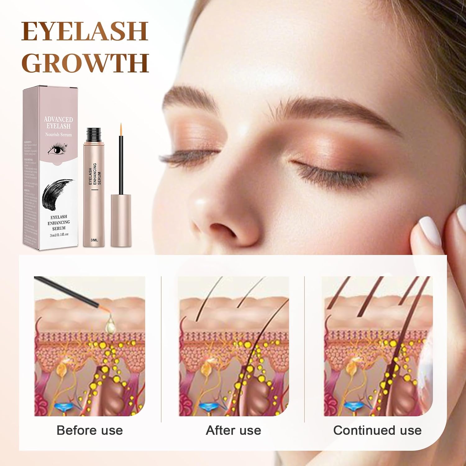 Aloria Eyelash Growth Serum, Eyelash Thickening and Volumising Serum, Natural Curling, Eye Lash Conditioner For Longer Lashes (1pc) - Image 4