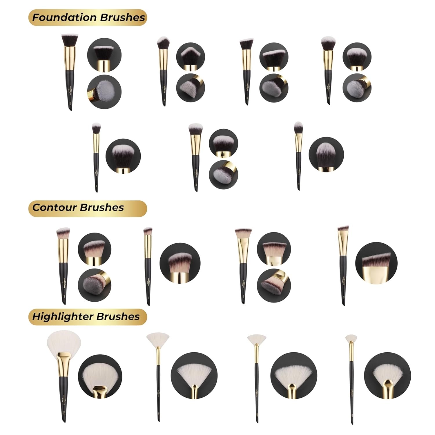ImpressionZ 34Pcs Luxury Full Makeup Brush Set with Travel Bag | Cruelty-Free Synthetic & XGF Bristles Foundation, Blending, Face Powder, Concealers, Eyeshadows & Blush Makeup Brushes | Bliss Gift Set - Image 4
