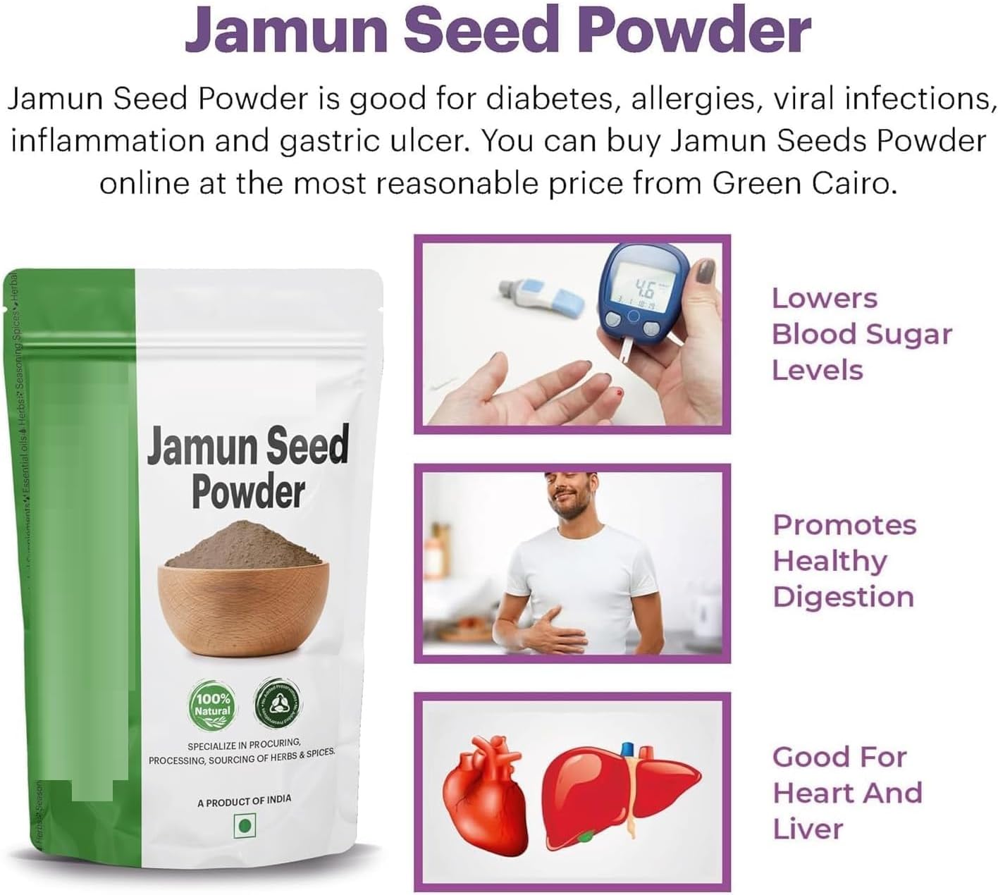 SA Jamun Seed Powder for Diabetes 800g | Blood Sugar Management and Purification | Food-Grade Stand-Up Zipper Pouch -800g - Image 2