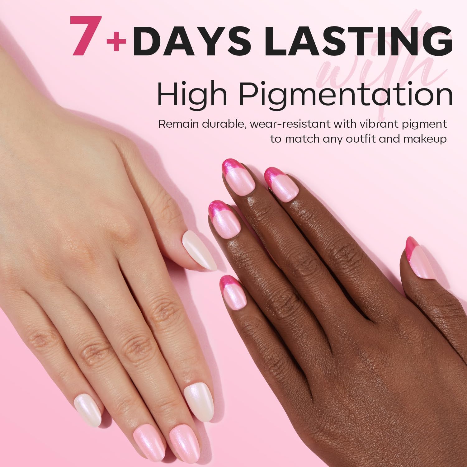 modelones Nail Polish Set, 6 Colors Quick Dry Nude Hot Pink Chrome Nail Polish Light Pink Shimmer Pearl Spring Summer Fingernail Polish DIY Nail Art Salon Home Easter Gifts for Women Girl - Image 4