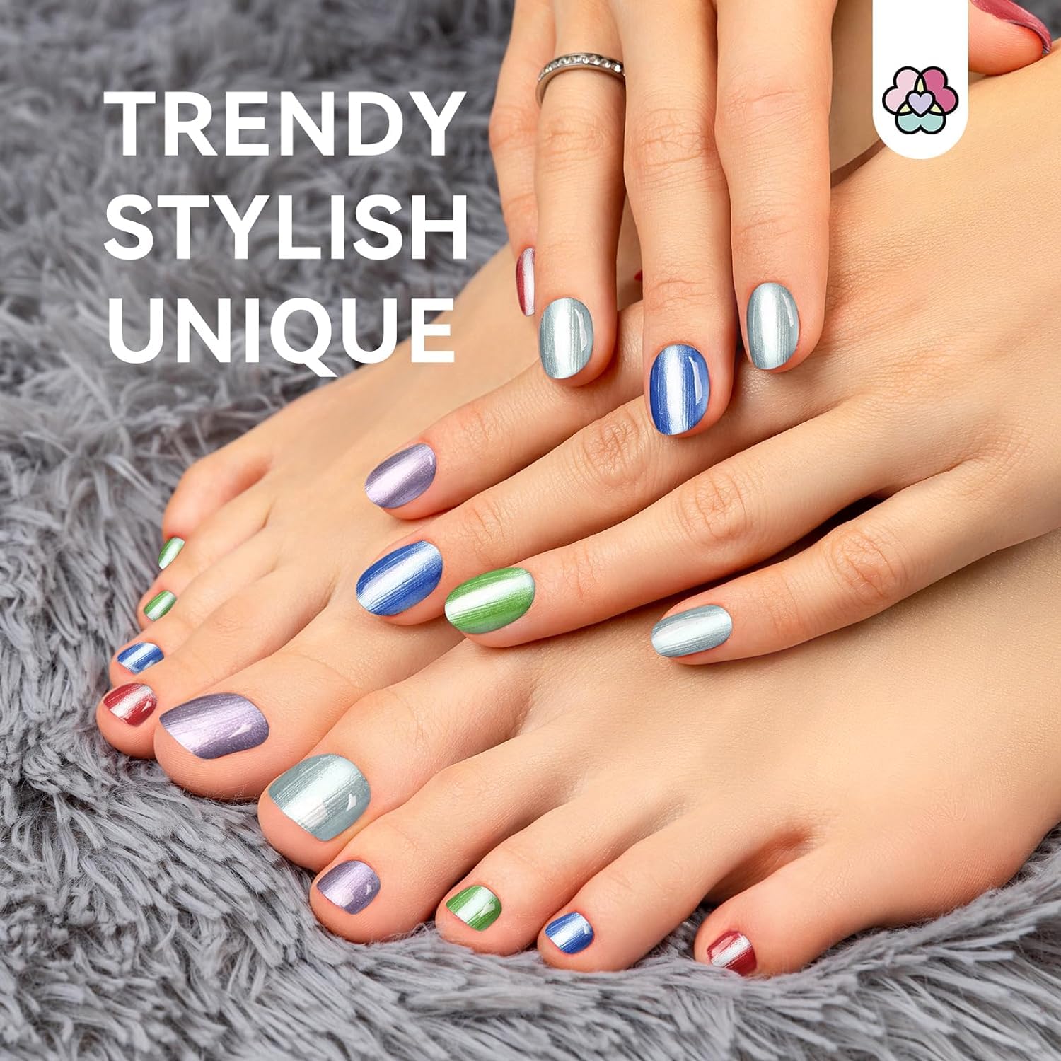 SAVILAND Metallic Nail Polish Set: 12 Colors Mirror Chrome Glitter Nail Polish 0.34oz Holographic Red Silver Pink Nail Polish Quick-Dry Base Top Polish Coat for Fingernail Toenail French Manicure Art - Image 2
