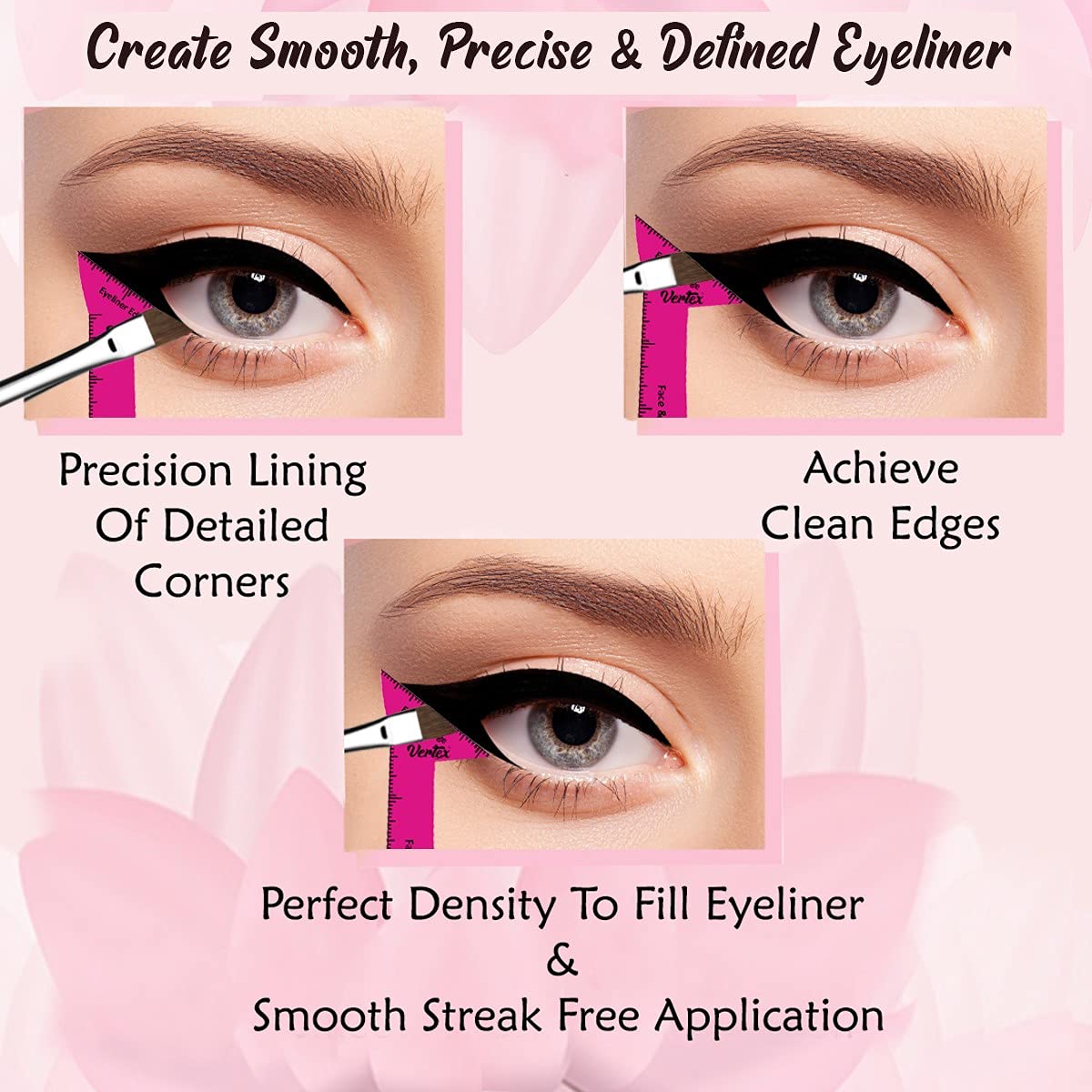Eyeliner Stencils Pencil Liquid Waterproof Tool For Liner Makeup Brush Pen Stamp Thin Sharpener Cat Eyes Small Angled Wing Tip | Real Beginners Techniques Eye Shadow Lines Gel Eyebrow Pomade Black - Image 2
