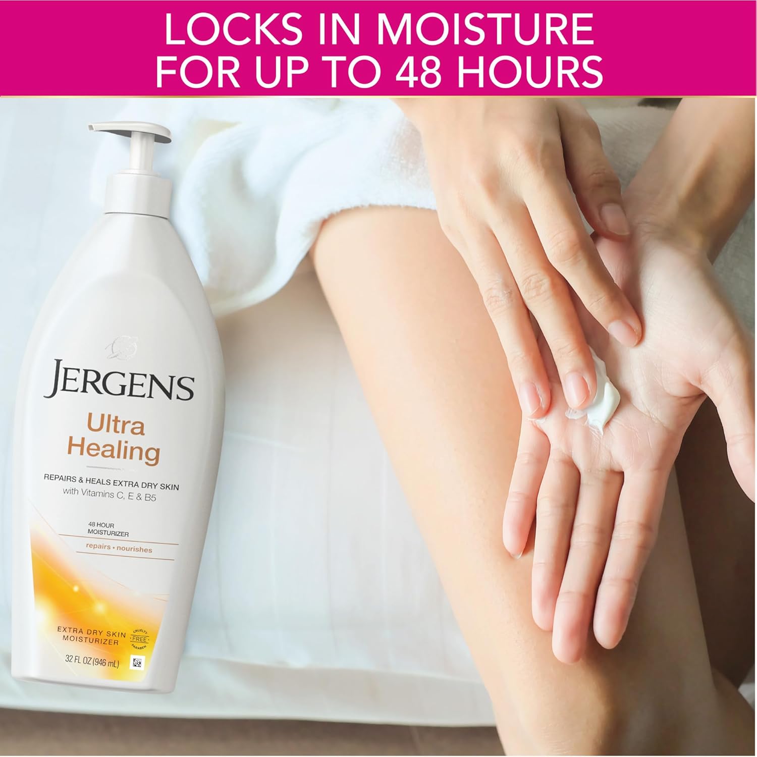 Jergens Ultra Healing Extra Dry Skin Hand and Body Moisturizer 32oz - Image 3