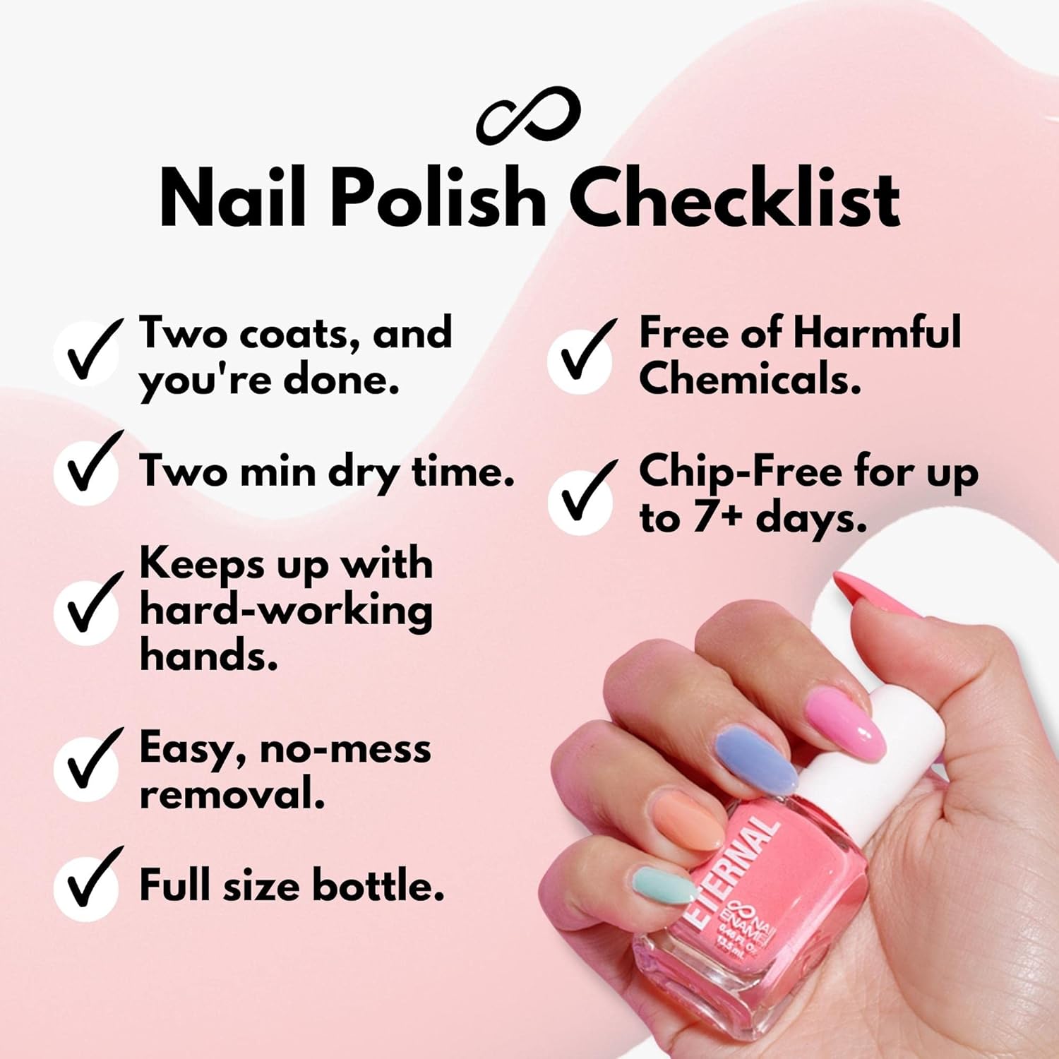 Eternal Pastel Nail Polish Sets for Women (CANDY PASTELS) - Pastel Nail Polish Set for Girls - Long Lasting & Quick Dry Nail Polish Set for Home DIY Manicure Pedicure - Made in USA, 13.5mL (Set of 5) - Image 5