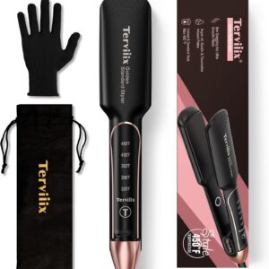 Flat Iron Hair Straightener by Terviiix - Ceramic & Tourmaline for Smooth, One-Swipe Results, Salon-Grade Wide 1-3/4 Inch Straightening Iron Gently Straightens Thick, Curly, Black & Natural Hair