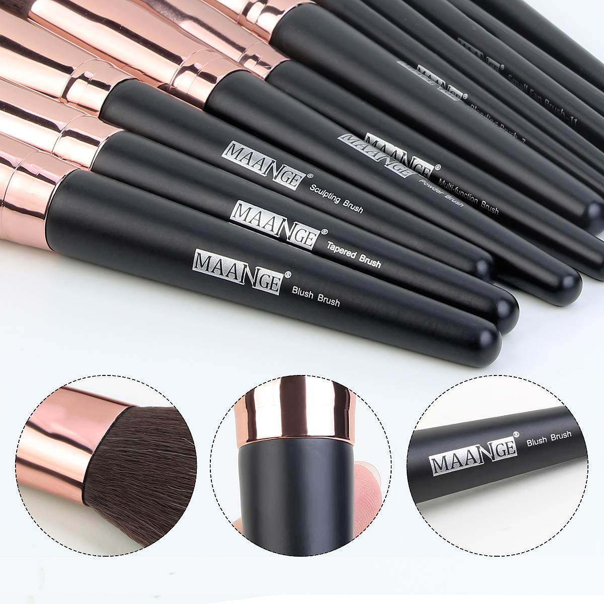 Makeup Brushes, 18 Pcs Professional Premium Synthetic Makeup Brush Set with Case, Foundation Kabuki Eye Travel Make up Brushes sets (Black Gold) - Image 5