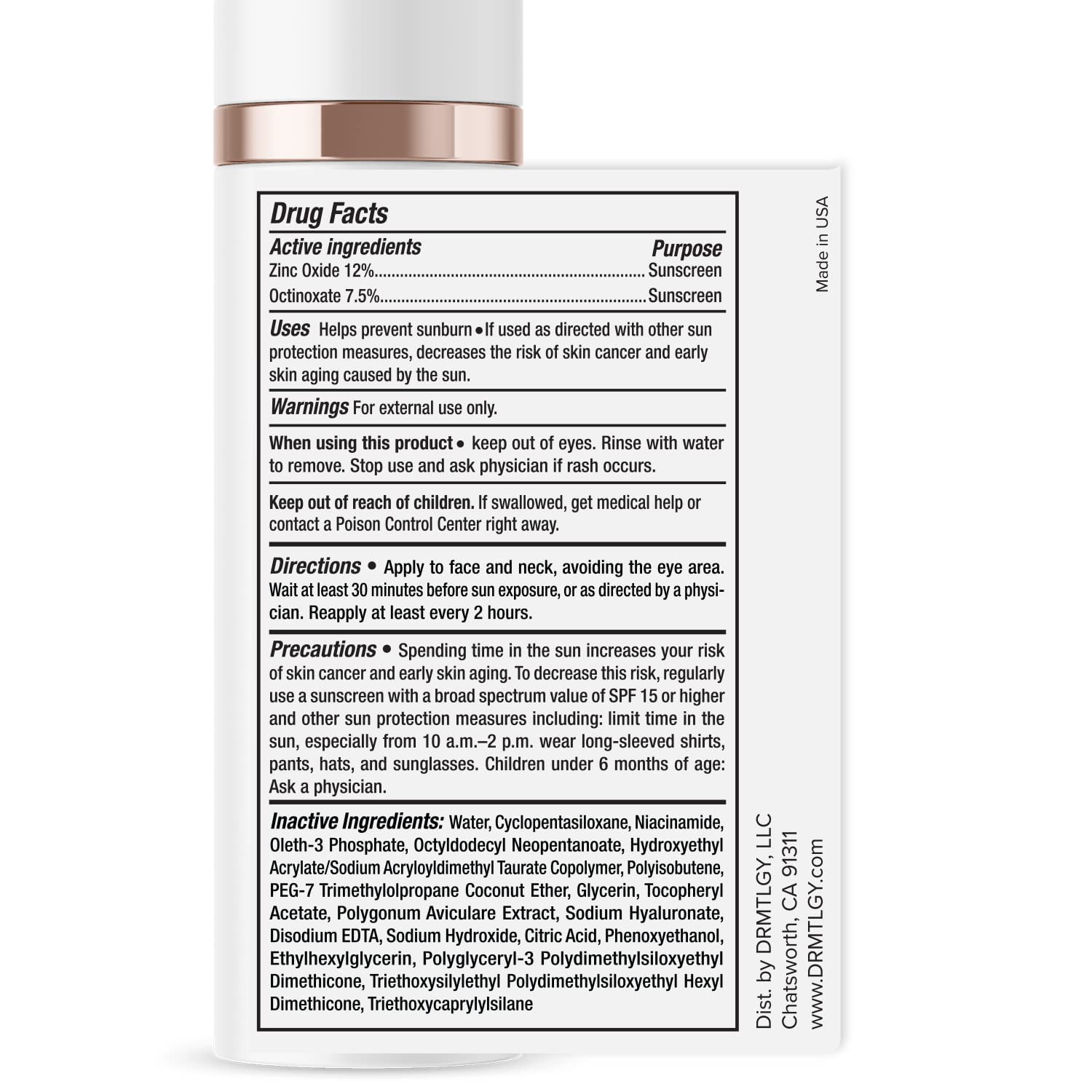 DRMTLGY Anti-Aging Oil-Free Zinc Oxide Face Sunscreen SPF 45 for Sensitive Skin 1.7 oz - Image 8