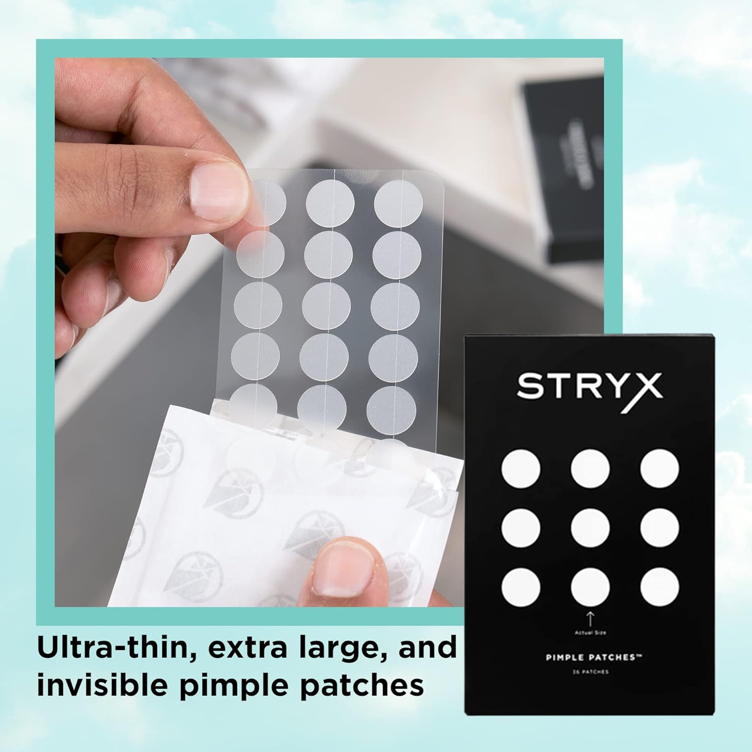 Stryx Hydrocolloid Acne Pimple Patches for Men - Great for Breakouts, Zits, Blemishes, Whiteheads, & Reducing Redness - Designed for Men’s Larger Pores - Ultra-thin, Invisible Application - Image 3