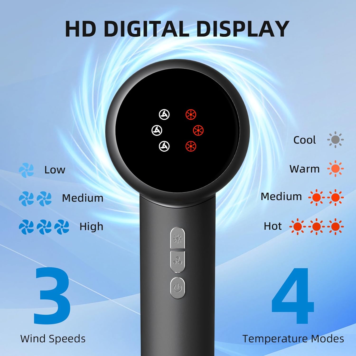 Hair Dryer, 160000RPM High Speed Hair Dryer,Professional Blow Dryer 500 Millions Negative Ionic Care Fast Drying Ionic Blow Dryer, Thermo-Control Low Noise with Magnetic Nozzle & Diffuser, Black - Image 5