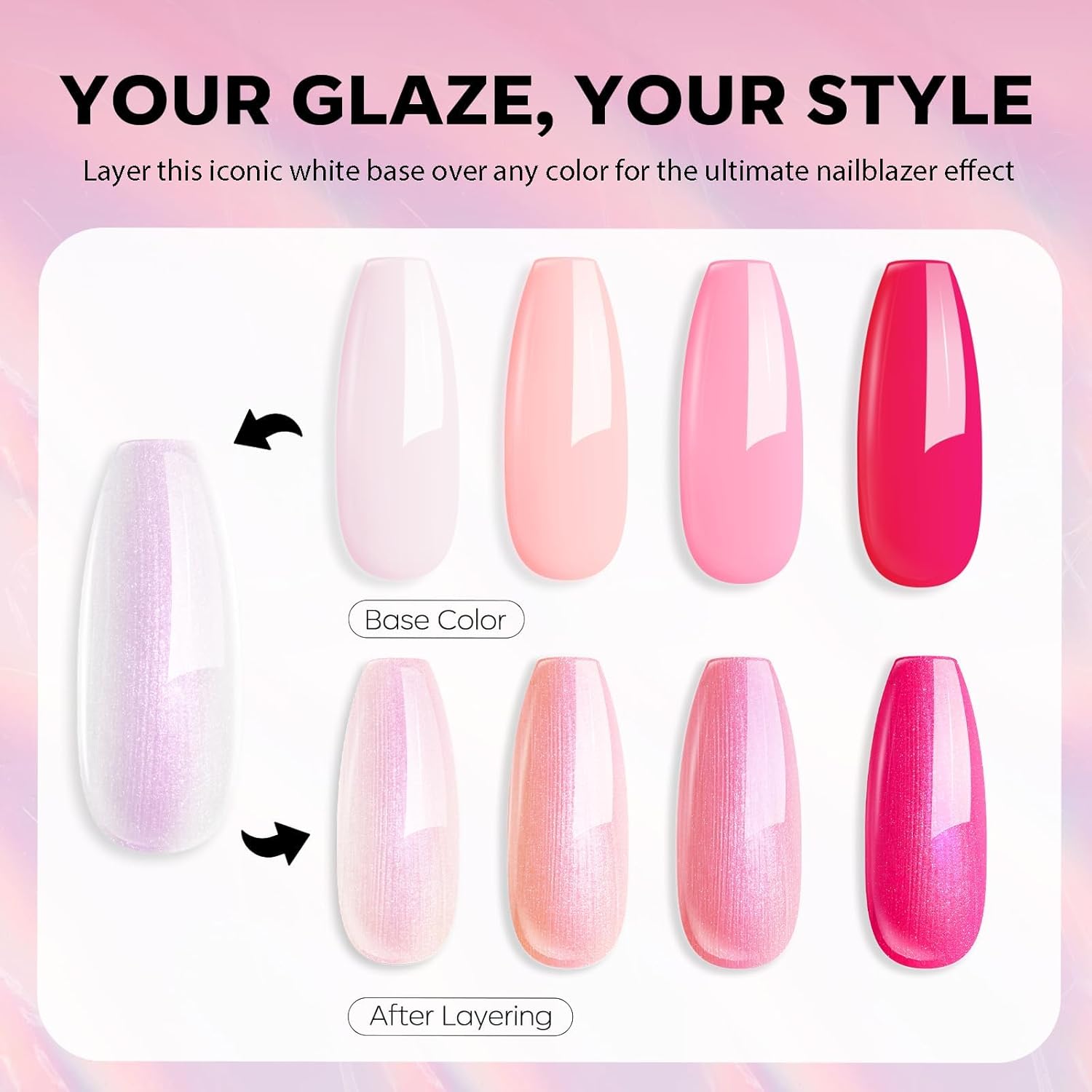 modelones Nail Polish Set, 6 Colors Quick Dry Nude Hot Pink Chrome Nail Polish Light Pink Shimmer Pearl Spring Summer Fingernail Polish DIY Nail Art Salon Home Easter Gifts for Women Girl - Image 5