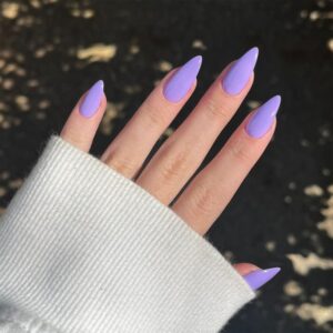 Light Purple Press on Nails Almond Shaped Medium Almond Nails Press on Neutral Acrylic Nails Reusable Fake Nails for Women Girls, Glue on Nails Medium Length Stiletto False Nails Gel Artificial Nails
