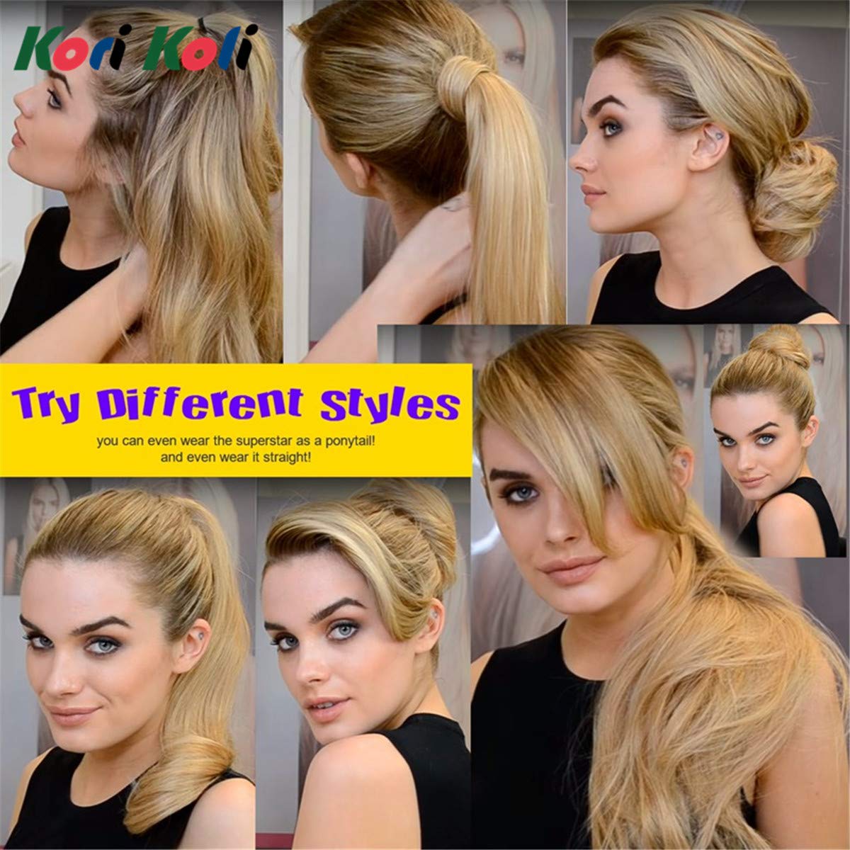 24“ Long Wavy Clip in Half Head Tied Wig Japanese Synthetic fibers Hair Extensions For Women 210g (9-7-2#) - Image 9
