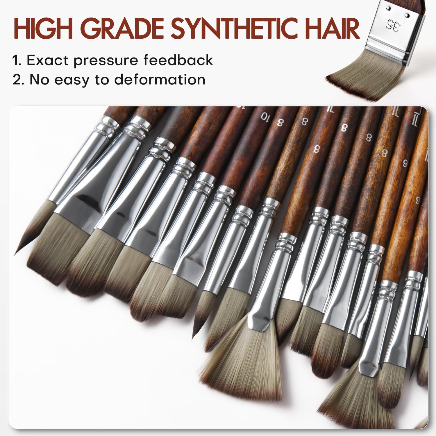25pcs Paint Brush Set, Fuumuui Acrylic Paint Brushes, Professional Artist Series with Wide Flat, Filbert, Fan, Dagger, Cat Tongue, Round, Angle, Rigger for Oil, Acrylic Canvas Paintings, Face Painting - Image 2